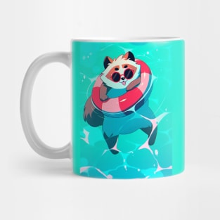 Swimming raccoon on a swim ring Mug